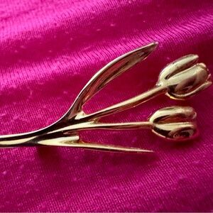 Vintage Gold Tulip Brooch